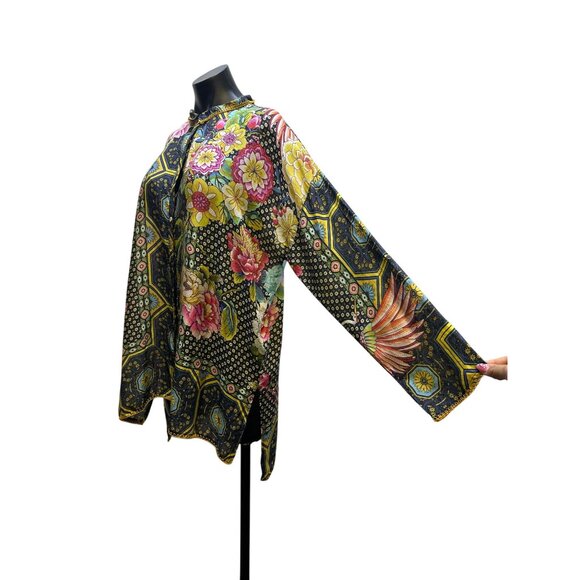 Johnny Was Silk Floral Print Tunic/Blouse - Picture 5 of 8